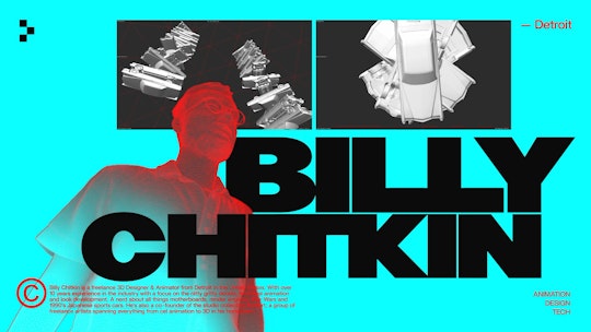 Finished 3D model of 3D designer Billy Chitkin, created in Cinema 4D for the opening sequence of Nodefest 2025